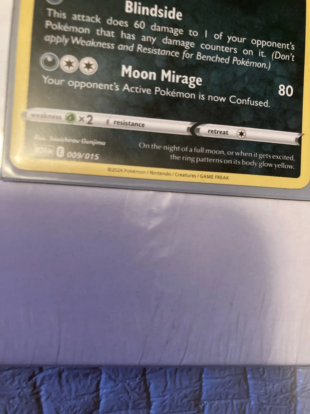 Umbreon Trading Card  with sleeve - Black, Yellow, Purple